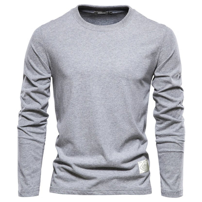Charles - Basic lange mouwen heren t-shirt met ronde hals