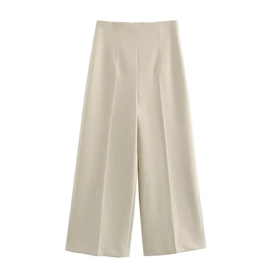 Wenry - Damesbroek met wijde pijpen in beige