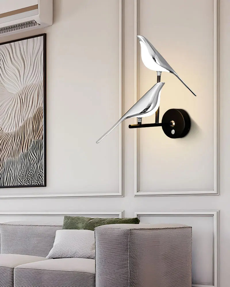 Chrome Raven - Chique design chrome LED wandlamp zilver goud