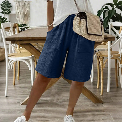 Vesta - Dames bermuda short met strikceintuur en zakken