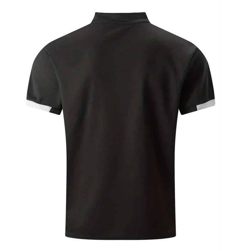Robin – Moderne herenpolo met opstaande kraag en knoopdetail