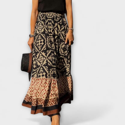 Fayza - Wijd uitlopende lange rok met elastische taille
