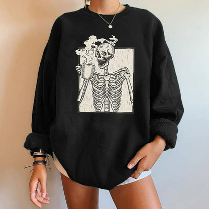 Evianna - Oversized sweatshirt met skeletopdruk