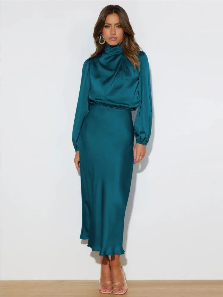 Verie – Midi jurk met hoge hals en lange mouwen voor dames