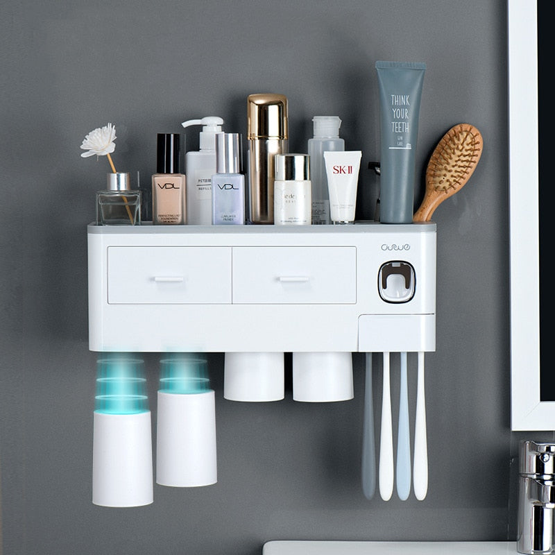 HomeStyle Badkamer Organizer Set | Ruimtebesparing | Minimalistisch | Tandpastadispenser