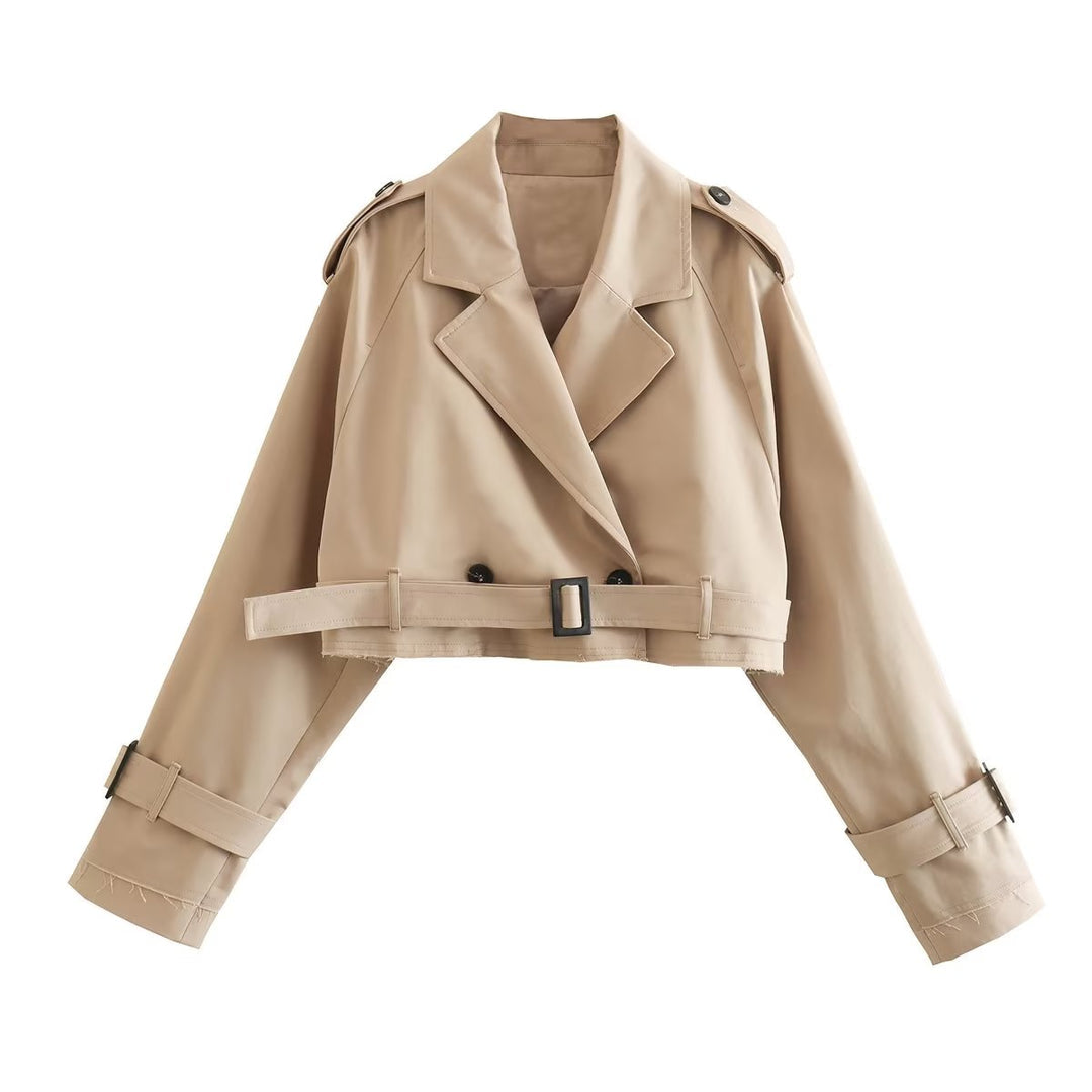 Gyria - Korte trendy trenchcoat beige