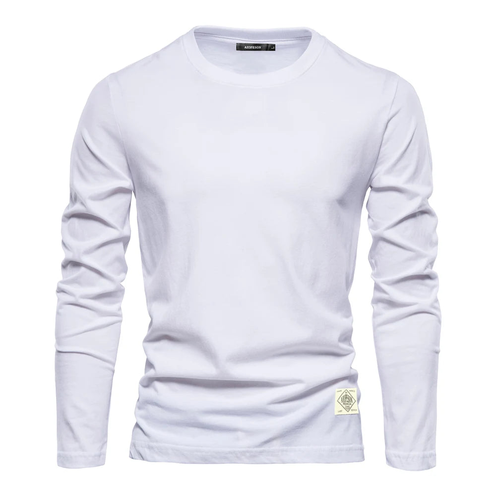 Charles - Basic lange mouwen heren t-shirt met ronde hals
