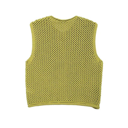 Rella - Groen knit & knot grof vest voor dames