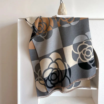Taraji - Gebloemd patroon oversized sjaal van kasjmier voor vrouwen