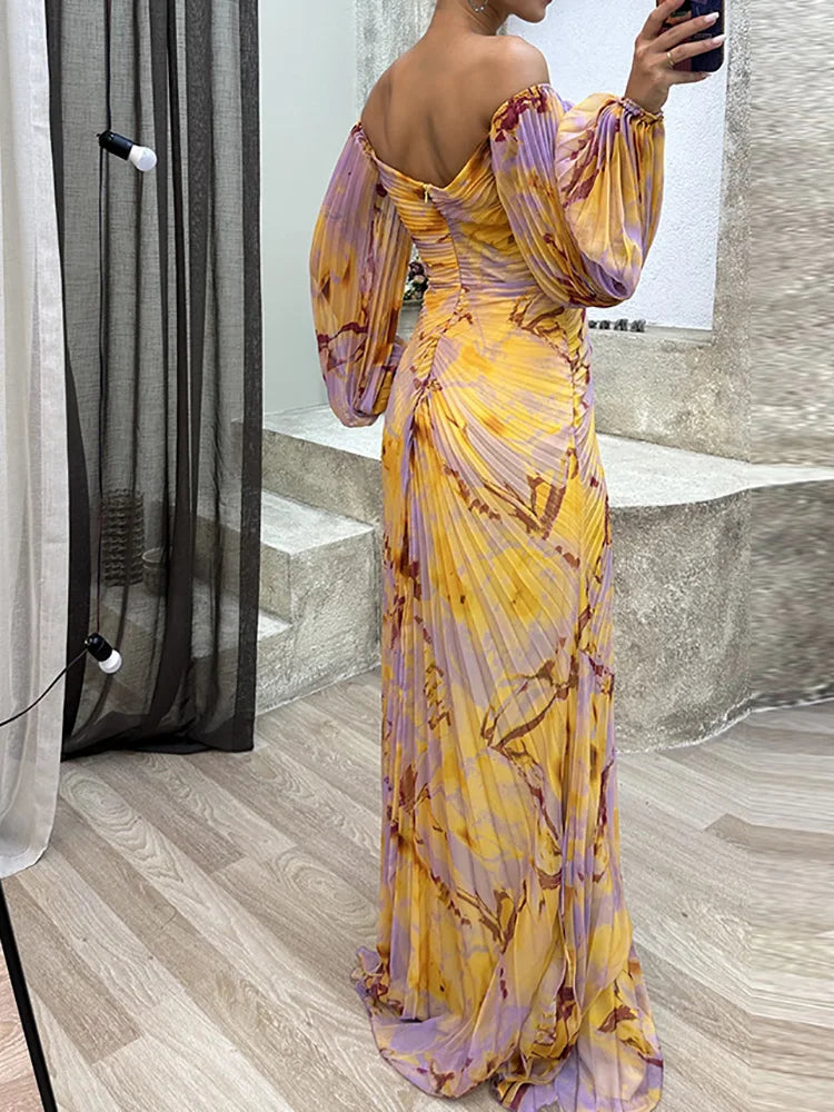 Idony - Maxi jurk met ballonmouwen