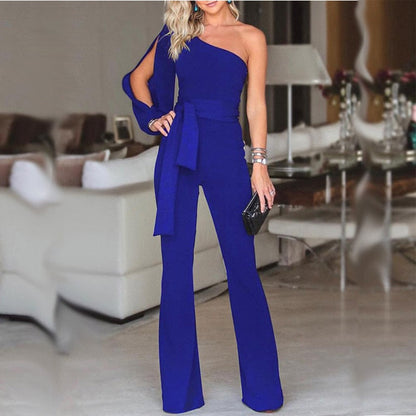 Saoirse - Vrouwelijke jumpsuit met één schouder en riem