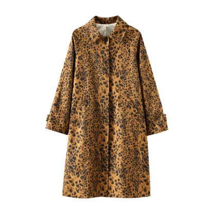 Medusa - Luipaard chique dames trenchcoat met 2 voorzakken
