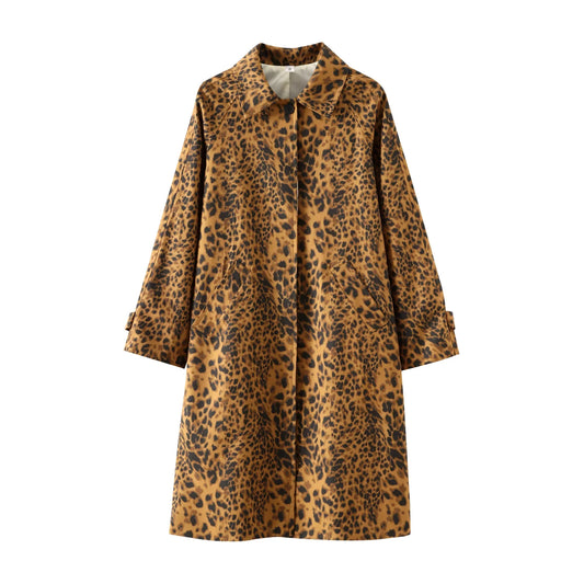 Medusa - Luipaard chique dames trenchcoat met 2 voorzakken