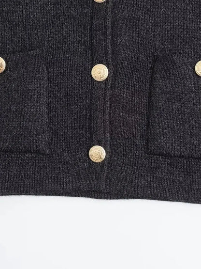 Laurie - Grijs Chic vest met knopen