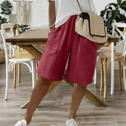 Vesta - Dames bermuda short met strikceintuur en zakken