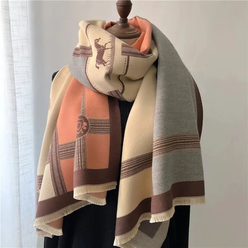 Siyanda - Klassieke geruite oversized sjaal van kasjmier voor dames
