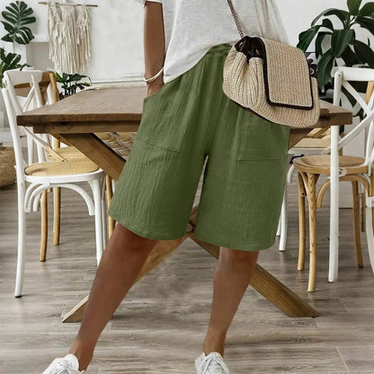 Vesta - Dames bermuda short met strikceintuur en zakken