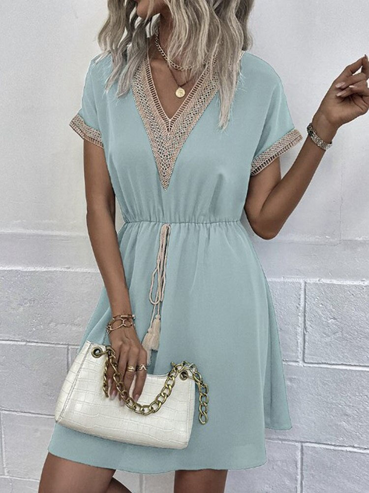 Flare boho vintage midi jurk