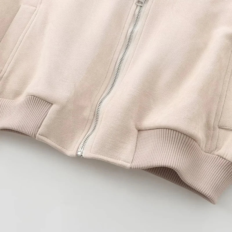 Jumila - Dames khaki cropped bomber varsity-jasje