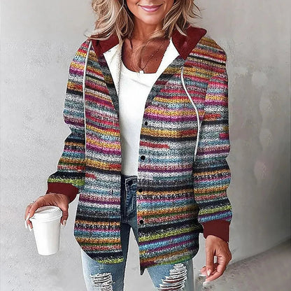 Safira - Geruite hooded cardigan voor dames