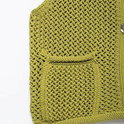 Rella - Groen knit & knot grof vest voor dames