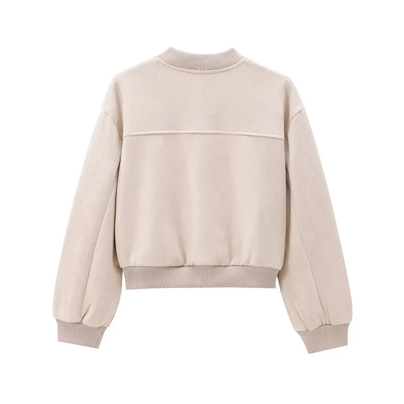 Jumila - Dames khaki cropped bomber varsity-jasje