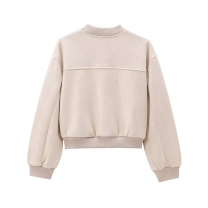 Jumila - Dames khaki cropped bomber varsity-jasje