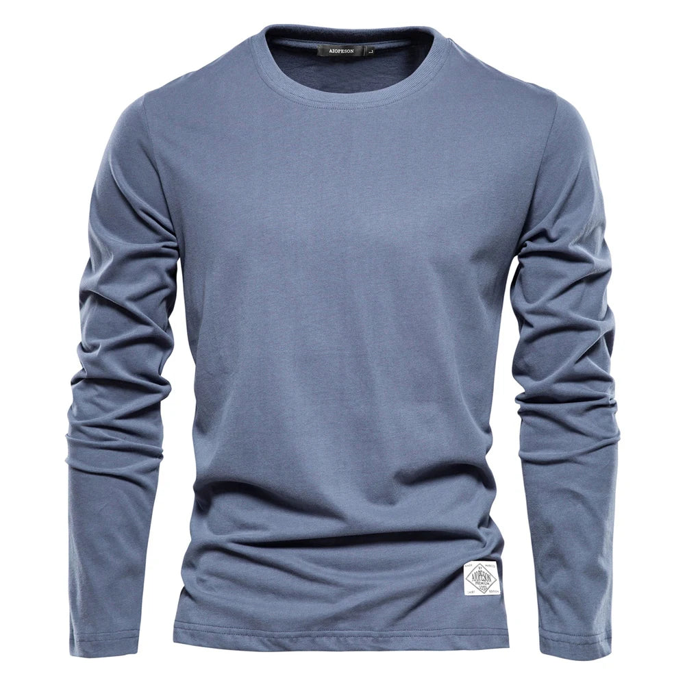 Charles - Basic lange mouwen heren t-shirt met ronde hals
