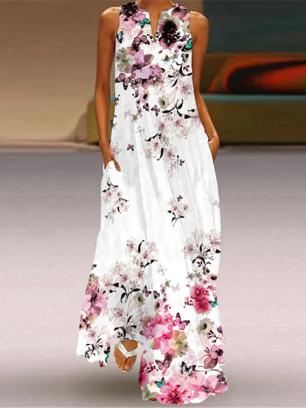 Amandine - Mouwloze maxi zomerjurk voor dames