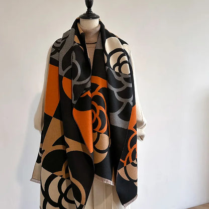 Taraji - Gebloemd patroon oversized sjaal van kasjmier voor vrouwen