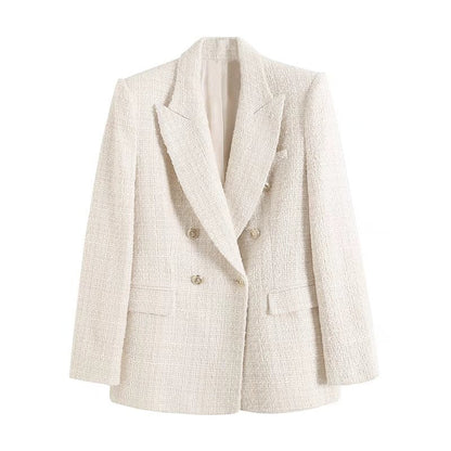 Thaïna - Double-breasted blazer met contrasterende details voor dames