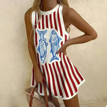 Franziska - Zomerse damesjurk met racerback snit en grafische print