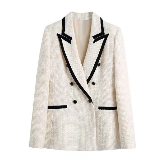 Thaïna - Double-breasted blazer met contrasterende details voor dames