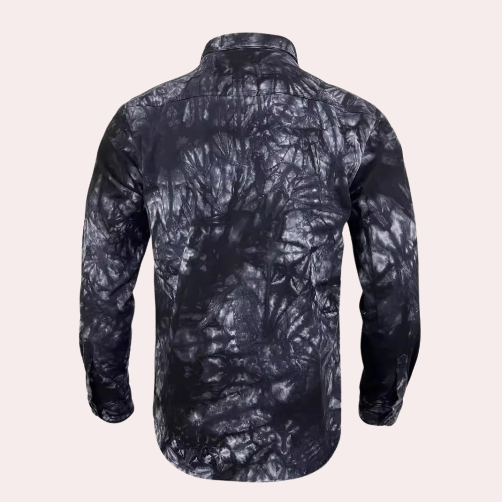 Renzo - Herenoverhemd met lange mouwen en abstracte print