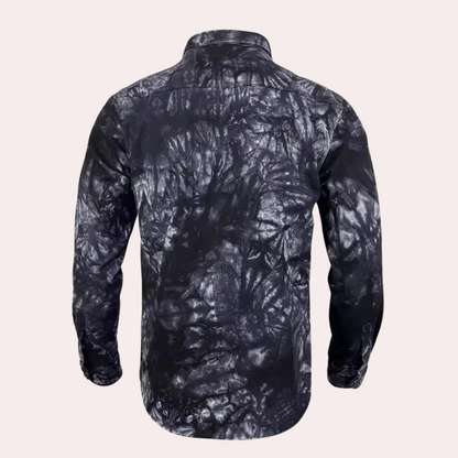 Renzo - Herenoverhemd met lange mouwen en abstracte print
