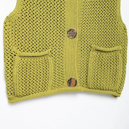 Rella - Groen knit & knot grof vest voor dames