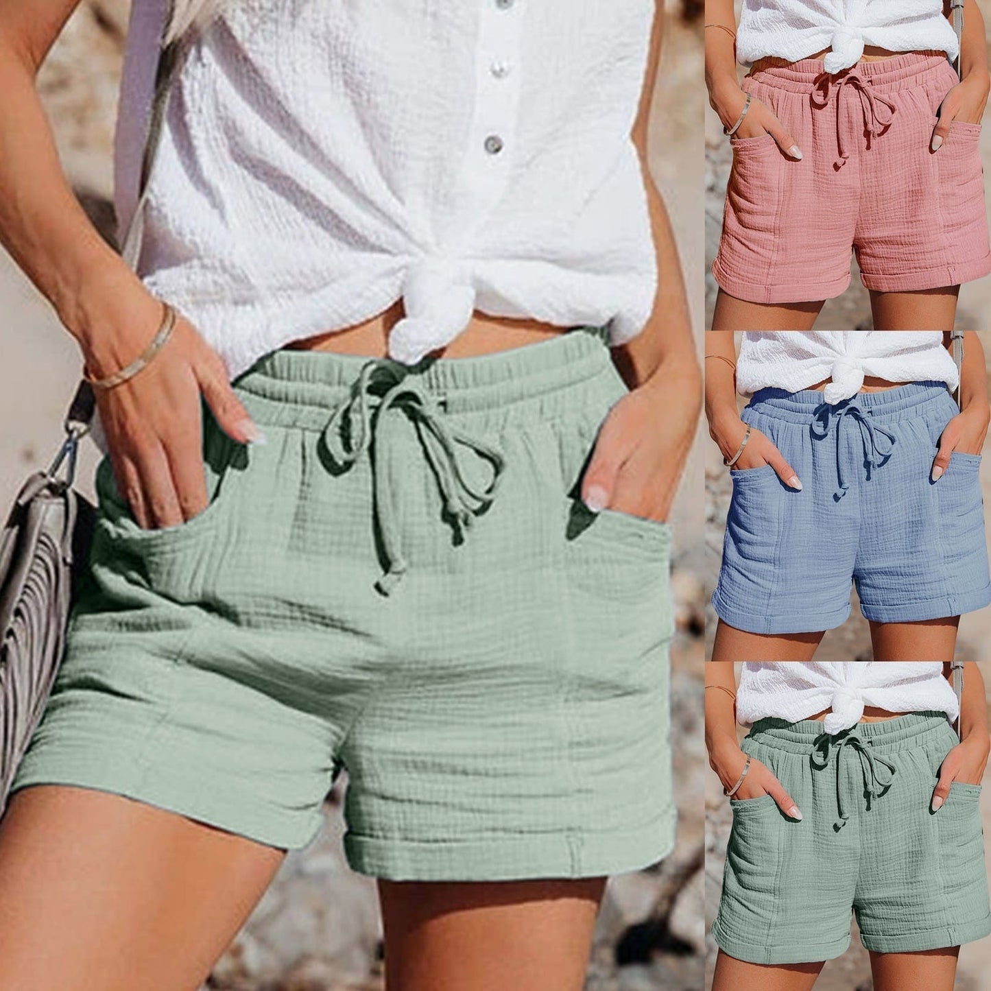 Perla - Luchtige Zomerkatoenen Shorts met Trekkoord