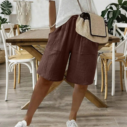 Vesta - Dames bermuda short met strikceintuur en zakken