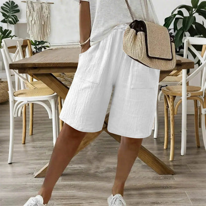 Vesta - Dames bermuda short met strikceintuur en zakken