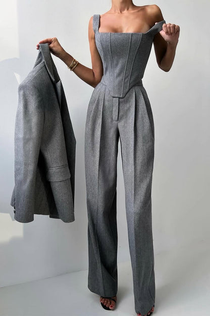 Armelda - Getailleerd damespak met top, blazer en broek