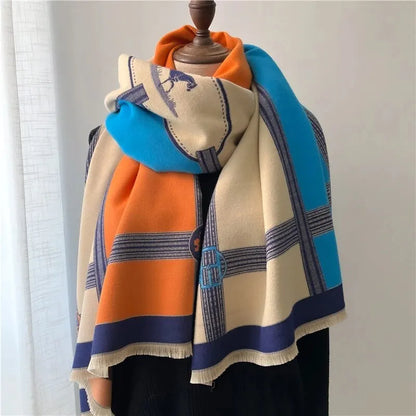Siyanda - Klassieke geruite oversized sjaal van kasjmier voor dames