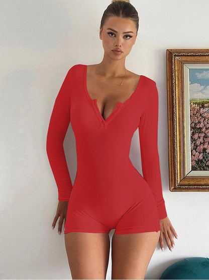 Janice – Sexy rib jumpsuit met knopen voor dames