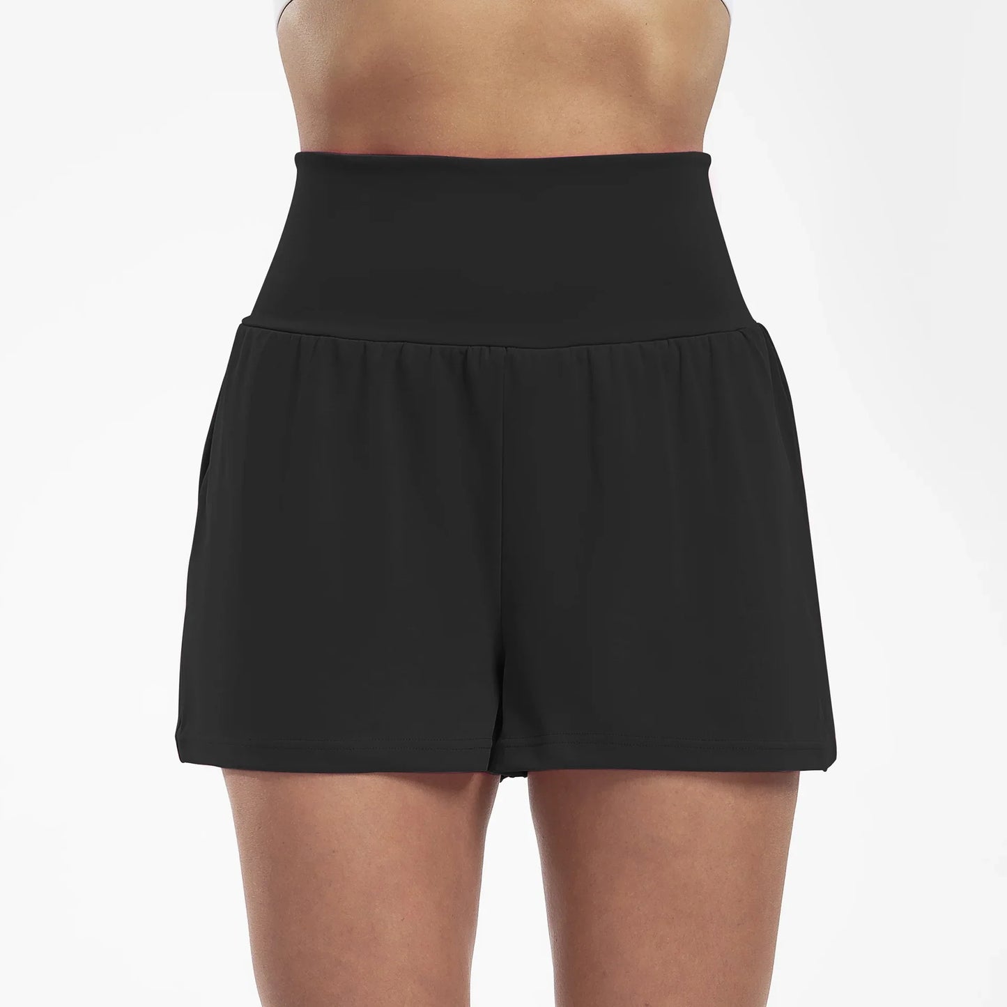 Aya - Hoge Taille Sport Yoga Shorts met Zak