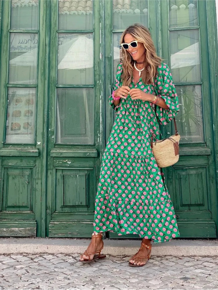 Charlotte – Maxi zomerjurk met v-hals voor dames