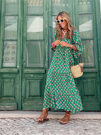 Charlotte – Maxi zomerjurk met v-hals voor dames