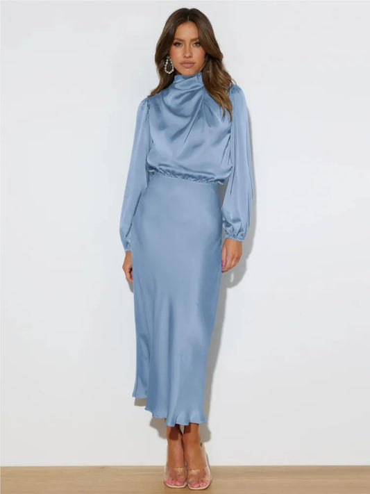 Verie – Midi jurk met hoge hals en lange mouwen voor dames