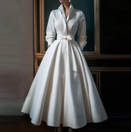 Vale | Elegante A-lijn maxi-jurk met lange mouwen