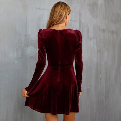 Ainsa- Chique Rode velvet flare midi jurk