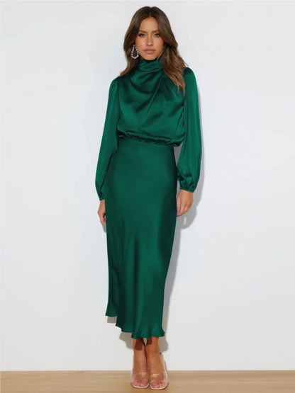 Verie – Midi jurk met hoge hals en lange mouwen voor dames