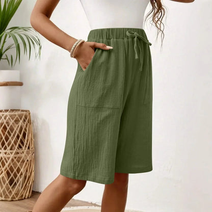 Vesta - Dames bermuda short met strikceintuur en zakken
